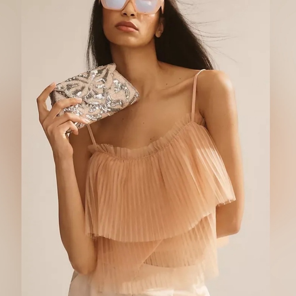 Anthropologie Tops Pleated Tulle Tank Size M Coquette Ballerina Pink